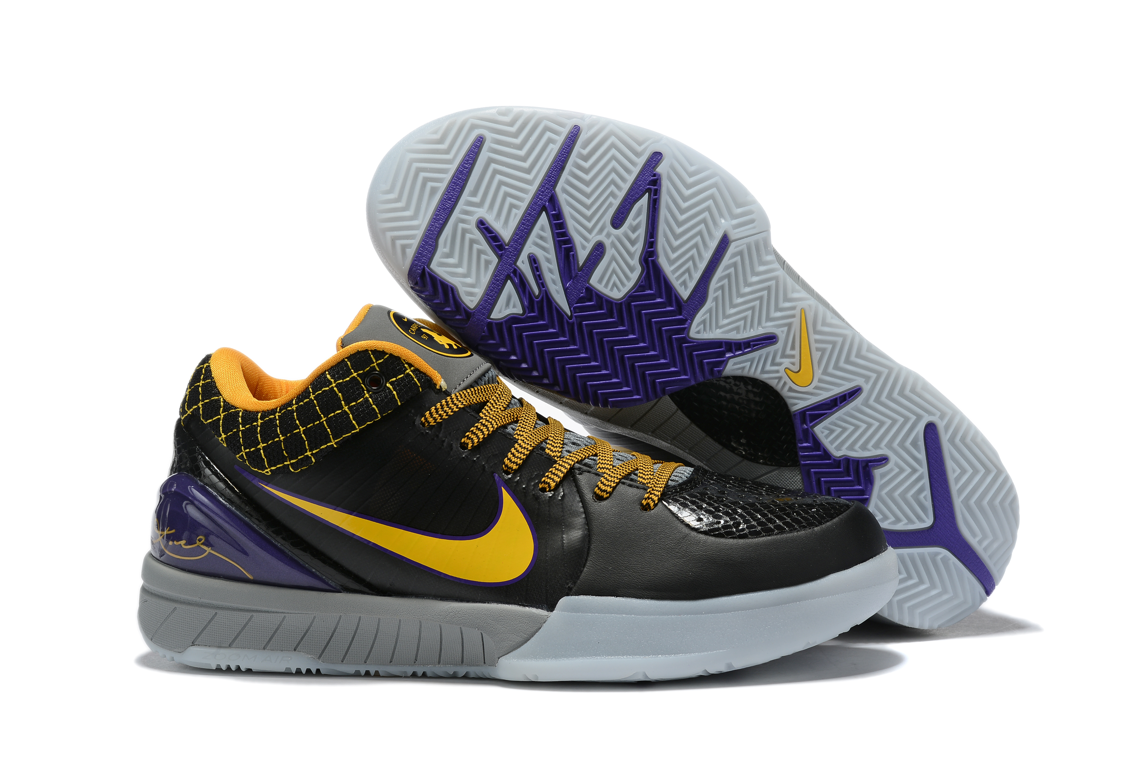 Nike Kobe 4 Black Yellow Purple Basketball Shoes